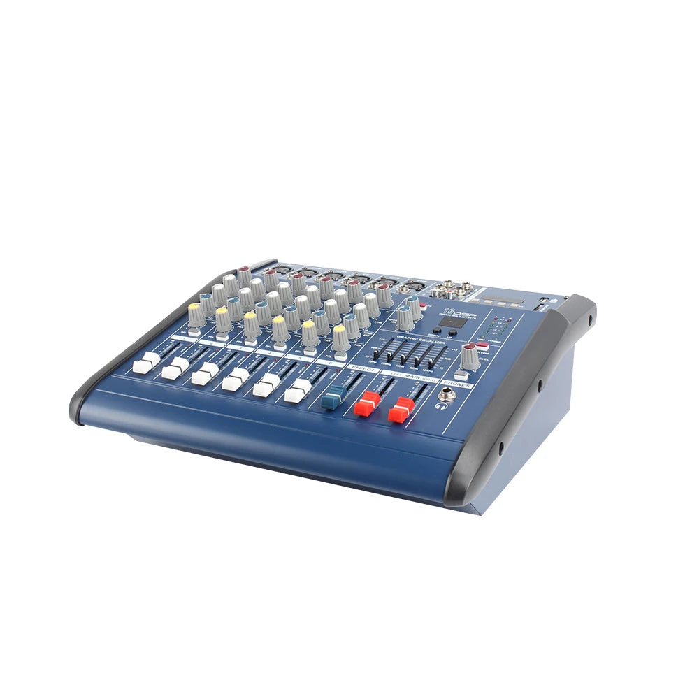 GOOERMI MX602 Mixer 6 Channel DJ Audio Mixer USB Interface Controller Power Mixer Amplifier For Stage Studio Recording Singing
