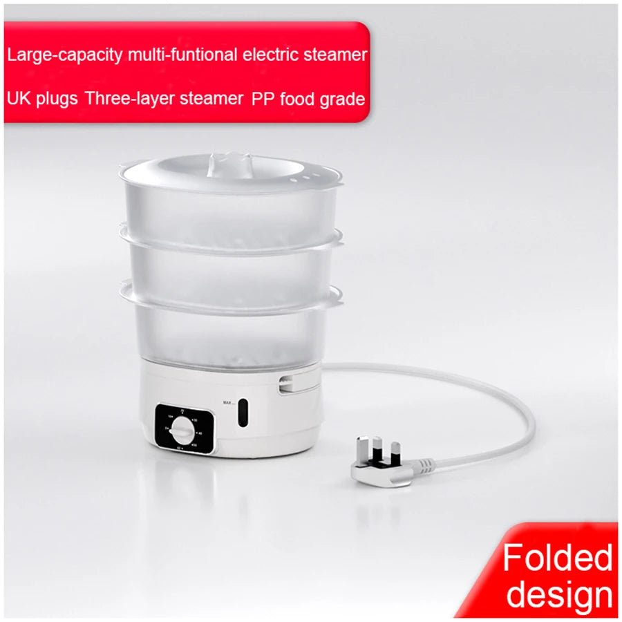 1 pc white electric steamer with detachable and freely combinable 13L large capacity timer, suitable for home kitchen cooking
