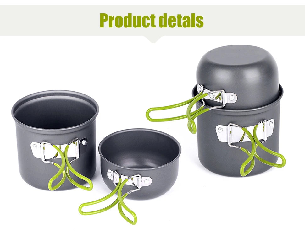 WESTTUNE Camping Pot Hiking Cookware Portable Outdoor Cooking Set Heat Cooker Camping Travel Tableware Kitchen Utensil Equipment