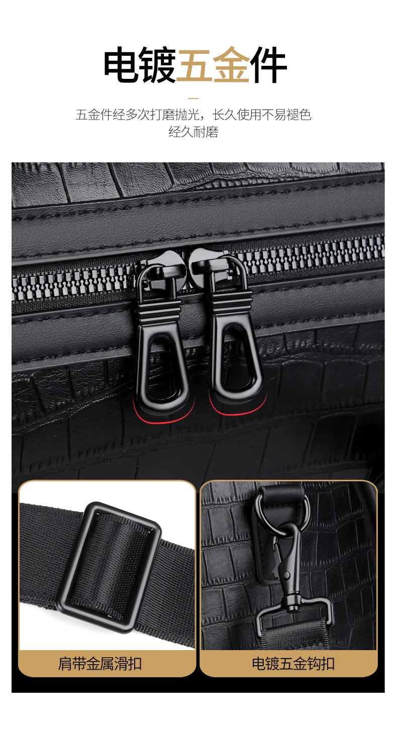 Fashion Handbag Bag Men Business Travel Tote Luxury Alligator PU Leather Luggage Bag With Shoulder Strap Crossbody Bags Duffle