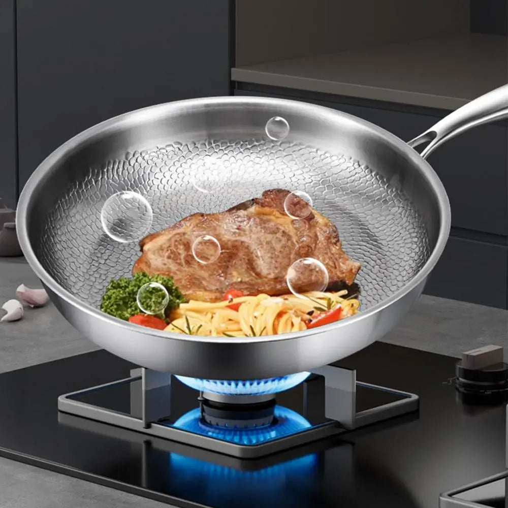 Saute Pan Frying Skillet with Lid Multi Functional Nonstick Cookware Titanium Hammered Skillet For Kitchen Cooking