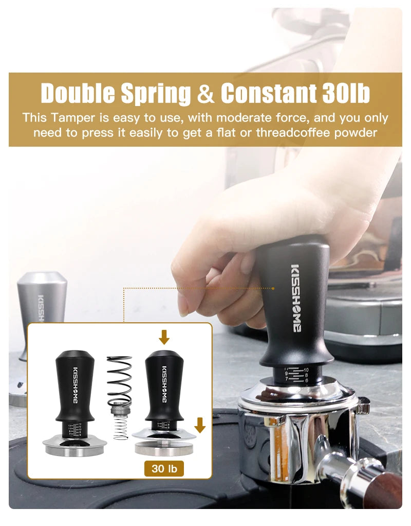 Coffee Tamper 30lb Constant Pressure Calibrated Double Spring 51mm 53mm 58mm Breville Espresso Maker Accsesories Barista Tools