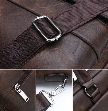 Men Waterproof Business Briefcase Large Capacity Laptop Shoulder Crossbody Commute Bag