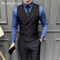 Men's Business Suit Vest Men's Plaid Slim Fit British Fashion Casual Horse Clip Formal Suit Vest