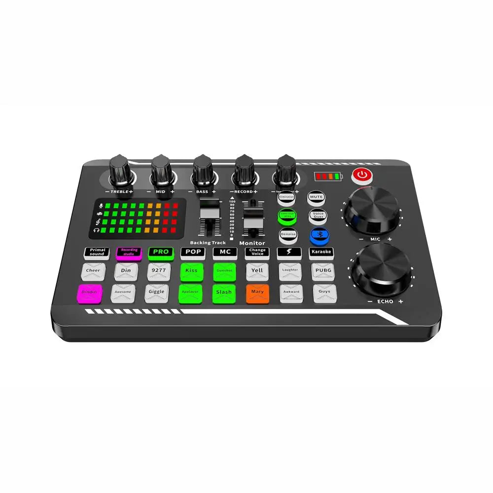 Live Sound Card Audio Mixer With Interface DJ Mixer Effects Voice Changer Bluetooth-compatible Mixer For Live Streaming Singing