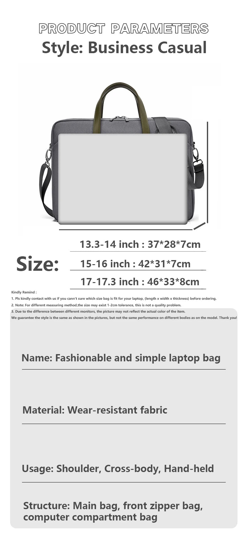 Laptop Bag For Macbook Air Pro 13 16 Case Xiaomi Lenovo Dell HP 13.3 14 15.6 17.3 Inch Notebook Case Shoulder HandBag Briefcases