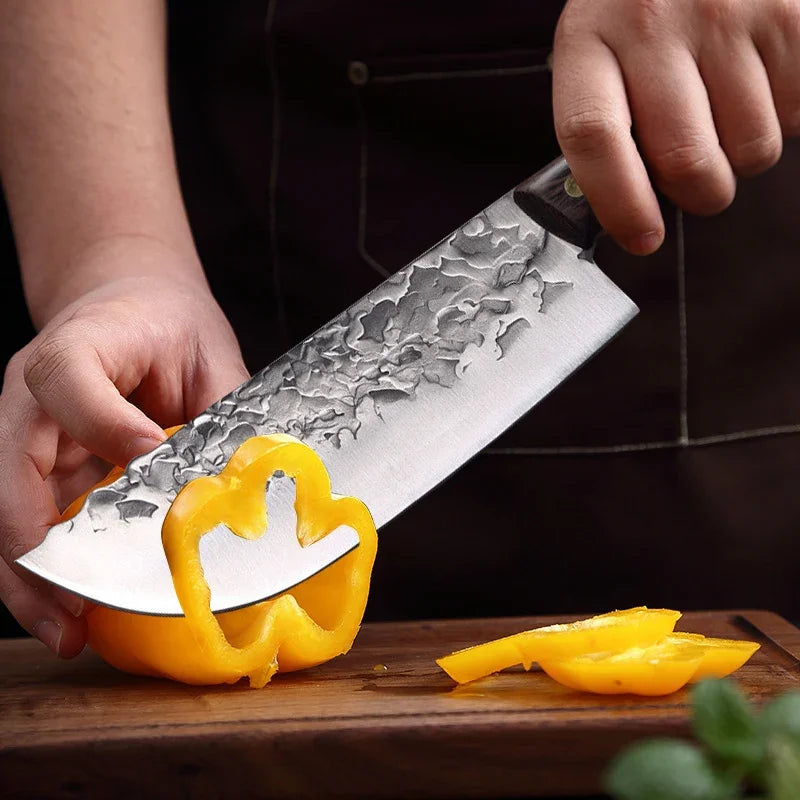 Hand Forged Knife High Carbon Butcher Knives Multifucntional Kitchen Meat Cutting Stainless Steel Wood Handle BBQ Cooking Knife