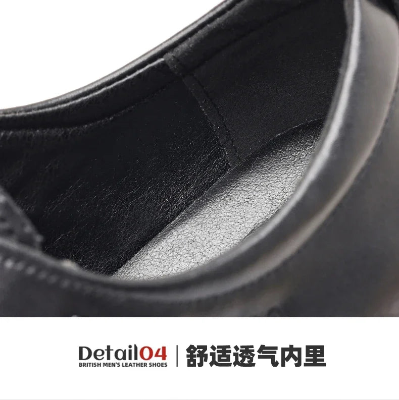 High-end Business Men's Shoes Trend Business Casual Leather Shoes Lace-up Big Head Formal Men's Leather Luxury Leather Shoes