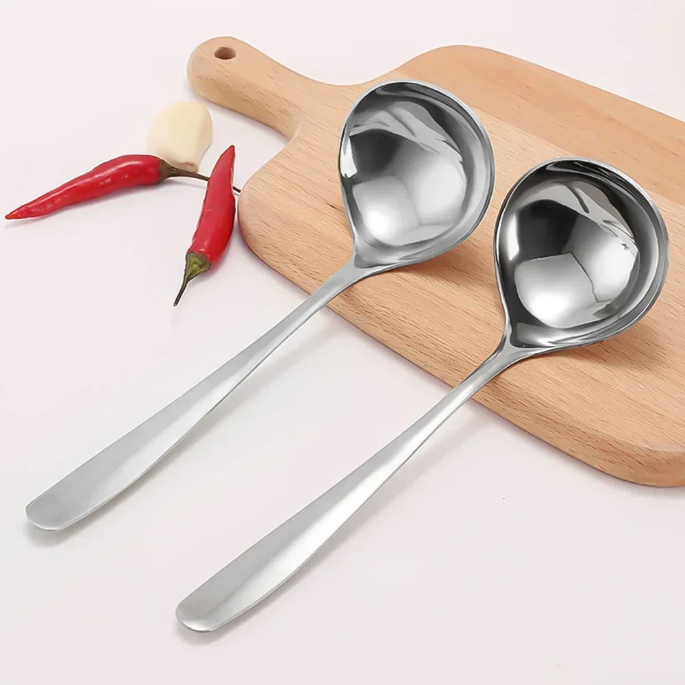 2/1Pcs Stainless Steel Spoon Thicken Long Handle Soup Spoons For Hot Pot Scoops Colander Home Kitchen Tableware Cooking Utensils