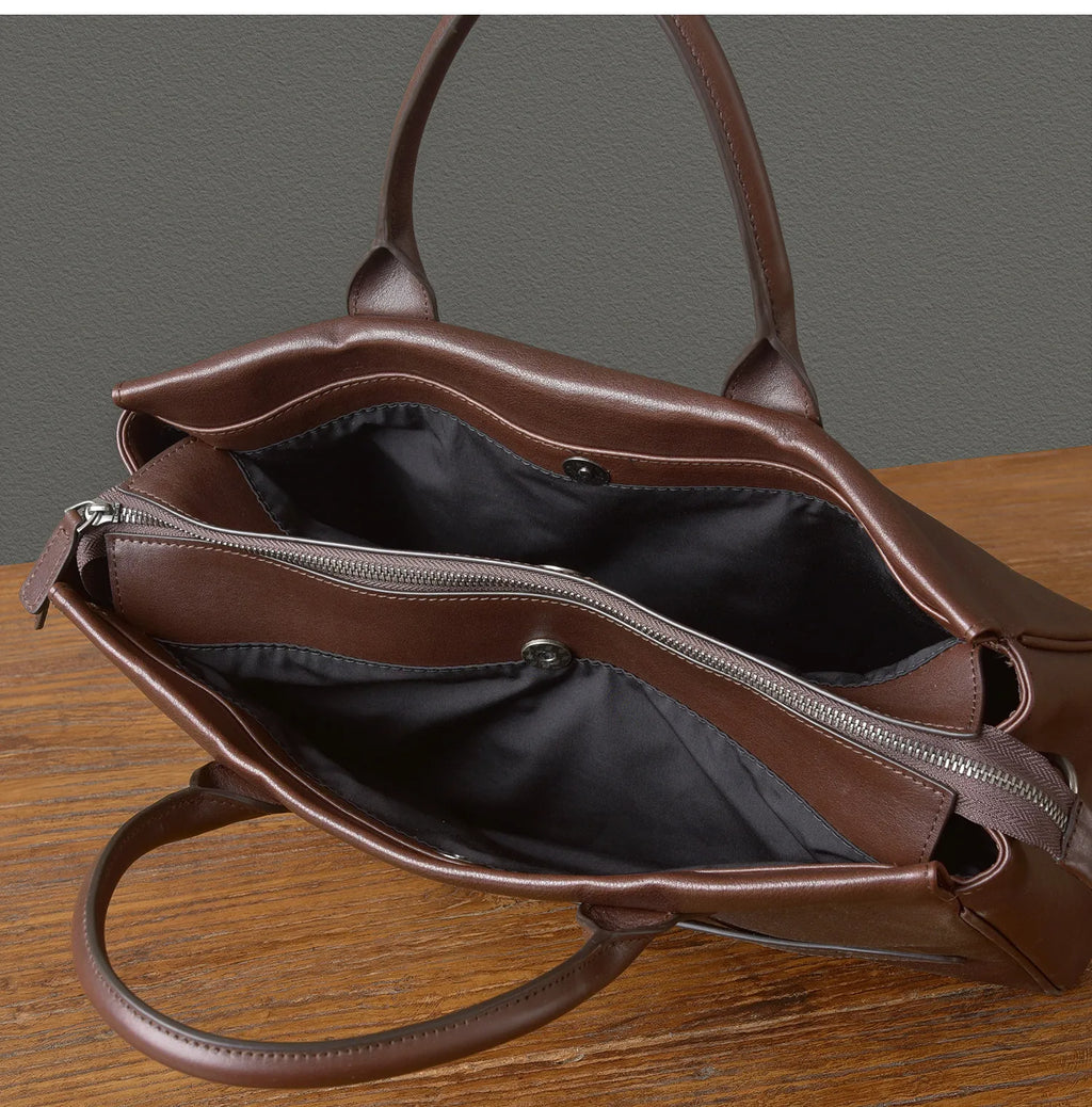 Business vintage genuine leather men's briefcase organizer designer handmade real cow leather women's handbag work postman bag