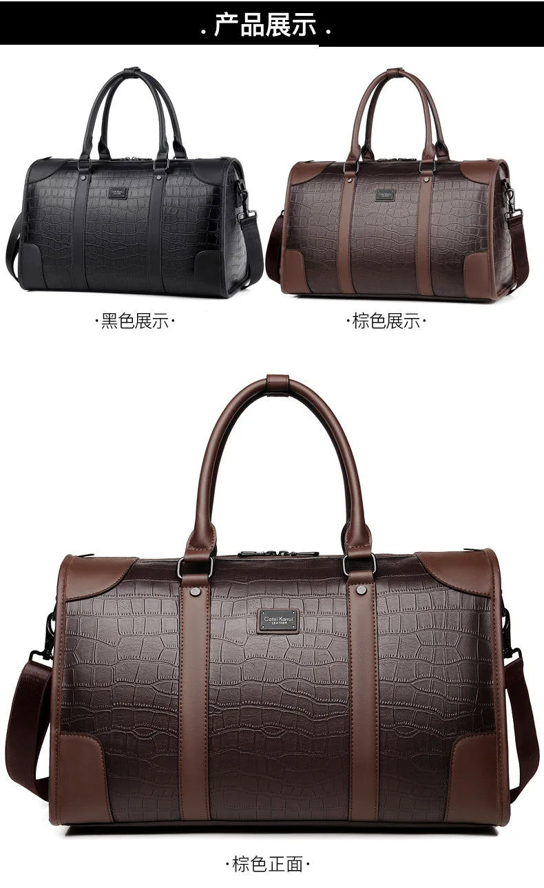 Fashion Handbag Bag Men Business Travel Tote Luxury Alligator PU Leather Luggage Bag With Shoulder Strap Crossbody Bags Duffle
