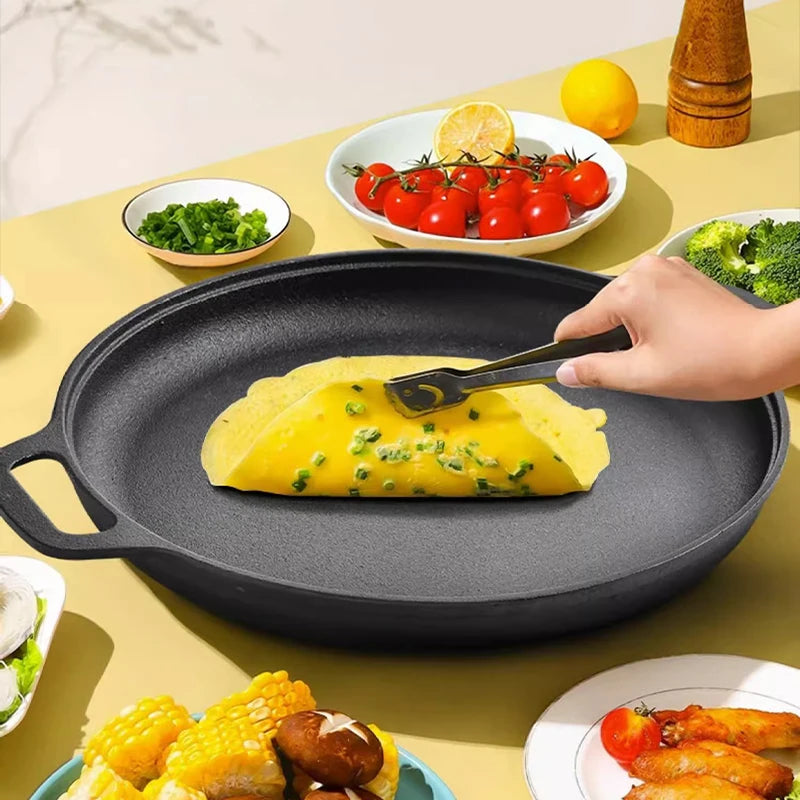 Lightweight Cast Iron Skillet Non-Stick Multi-Use Frying Pan for Stove, Induction, Oven & Outdoor Camping Home Kitchen Griddle