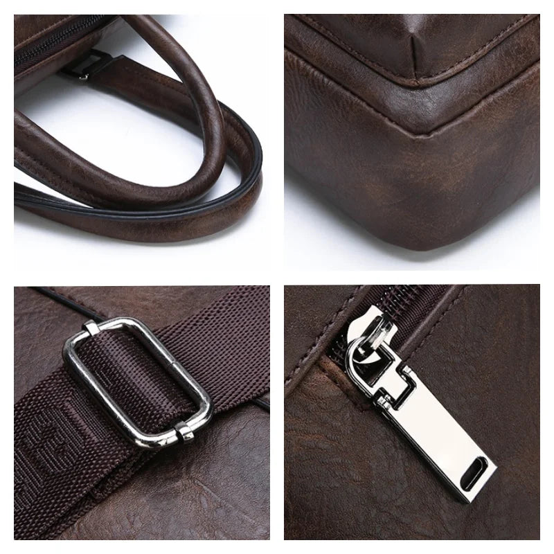 Men Waterproof Business Briefcase Large Capacity Laptop Shoulder Crossbody Commute Bag