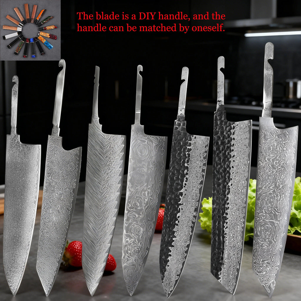 1PC,Kitchen Knives Blank Blade DIY Damascus Steel DIY Knife Making Tools No Handle Cleaver Knife Cooking Tool Kitchen Stuff