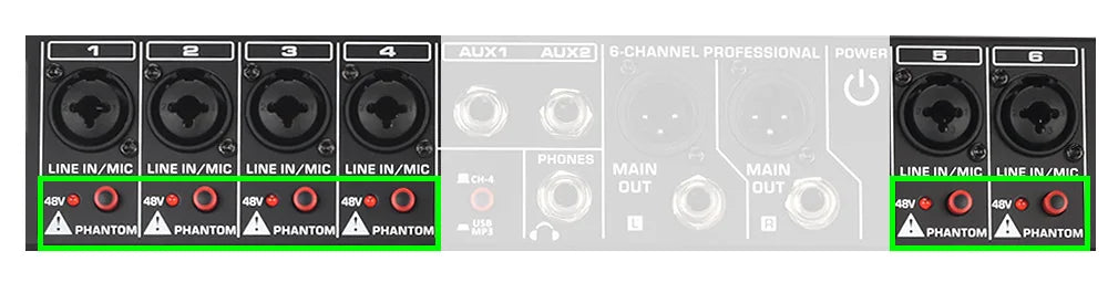 LOMEHO 7 Band EQ Audio Sound Mixer Table 6/8 Channel Mixing DJ Console with USB 2 AUX Output Individual 48V 99 Effect  AM-GT6/8
