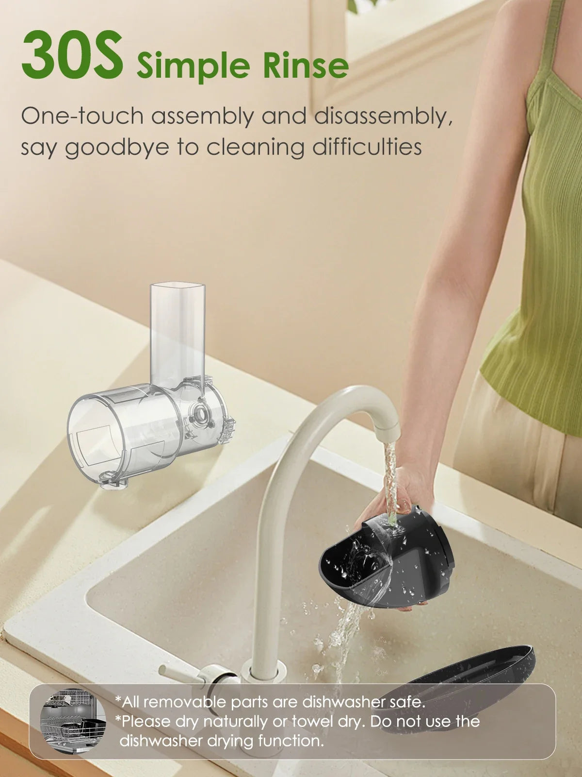 Slow Masticating Cold Press Juicer, Reverse Function Quiet Easy Clean High Yield Juice Extractor for Home Fruit Vegetable