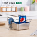 Stainless Steel Thickened Flat Bottom Rectangular Dish with Lid for Baking Steaming Dessert Dish Restaurant Fast Food Platter