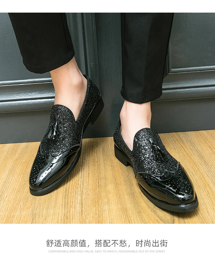 Business Dress Shoes Men's Oxfords Genuine Leather Pointy Toe Lace Up High Quality Office Wedding Formal Shoes For Men Black