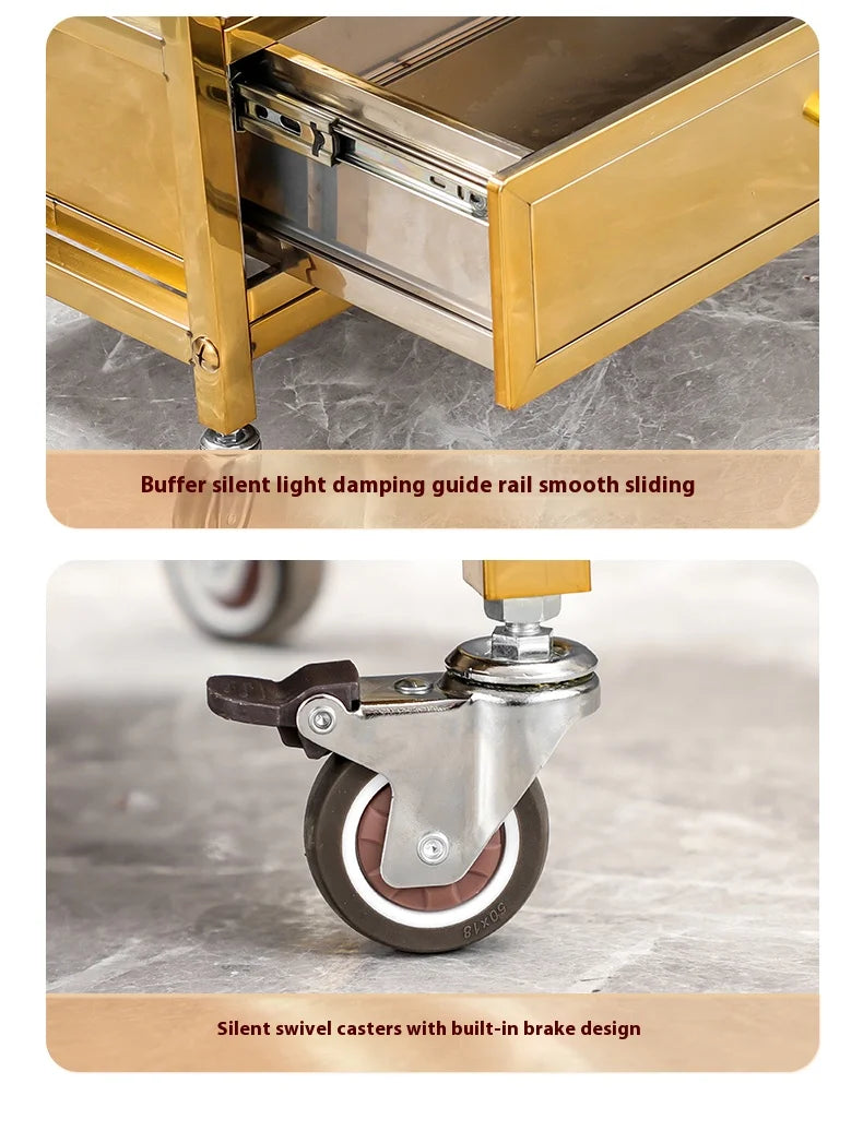 Stainless Steel Utility Cart Restaurant Bar and Hotel Dining Wine Cart Second-Hand Mobile Food Delivery Trolley