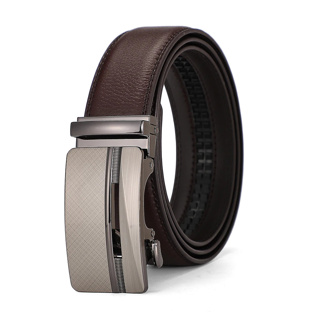 Business Dress Belt Men Soft Genuine Leather Automatic Buckle Trouser Belt  High-end Men Belt Great Gift for Men Waist Strap