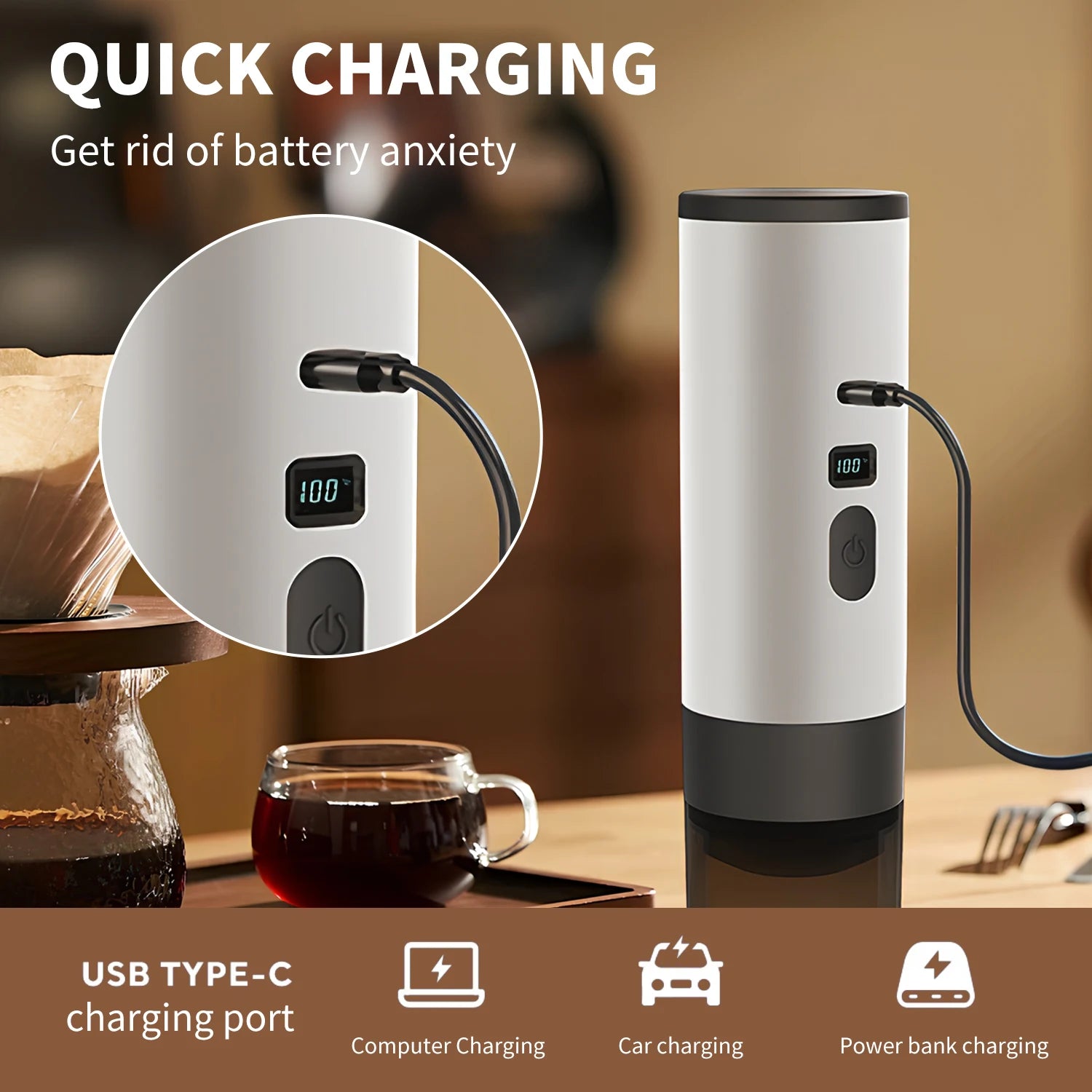 Portable Electric Coffee Maker 3-in-1 Capsule Coffee Grinder Travel Coffee Maker  for Car and Home Camping Campany