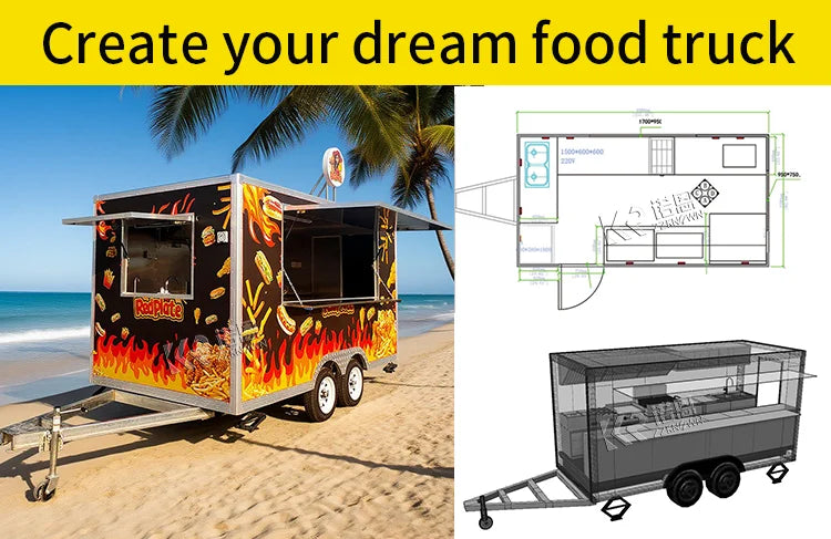 Catering Concession Food Trailers Fully Equipped Foodtruck Fast Food Cart Mobile Kitchen Food Truck Mobile Restaurant