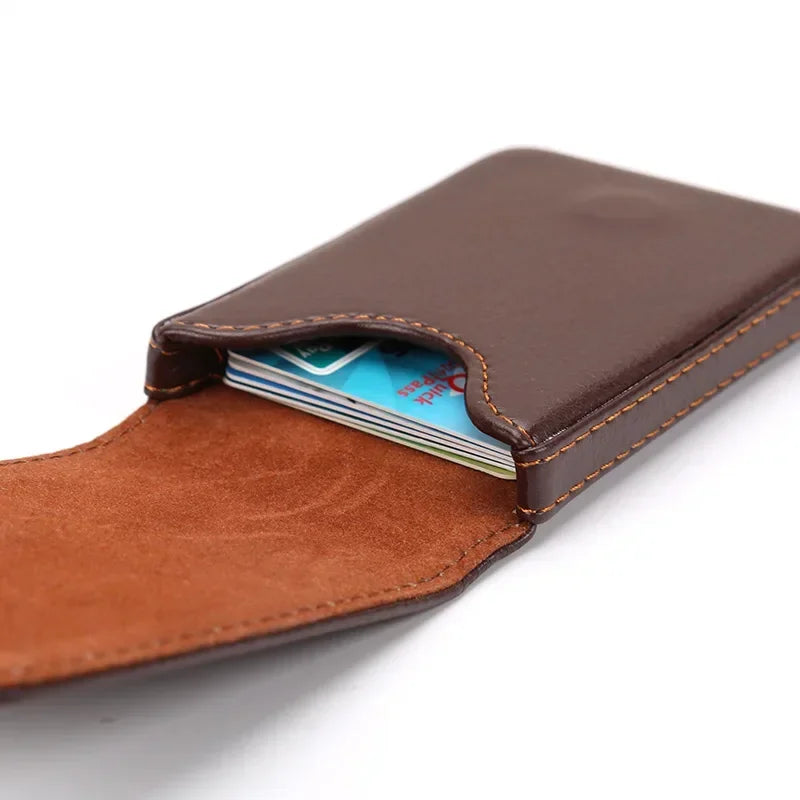 Vertical Version PU Leather Business Card Case Business Card Holder Pocket Business Office Name Card Holder With Magnetic Shut