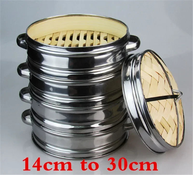 Stainless Steel Cookware Bamboo Steamer Bamboo Steamer Rice Snack Basket Set Dumpling Steamer Kitchen Cooking Tools