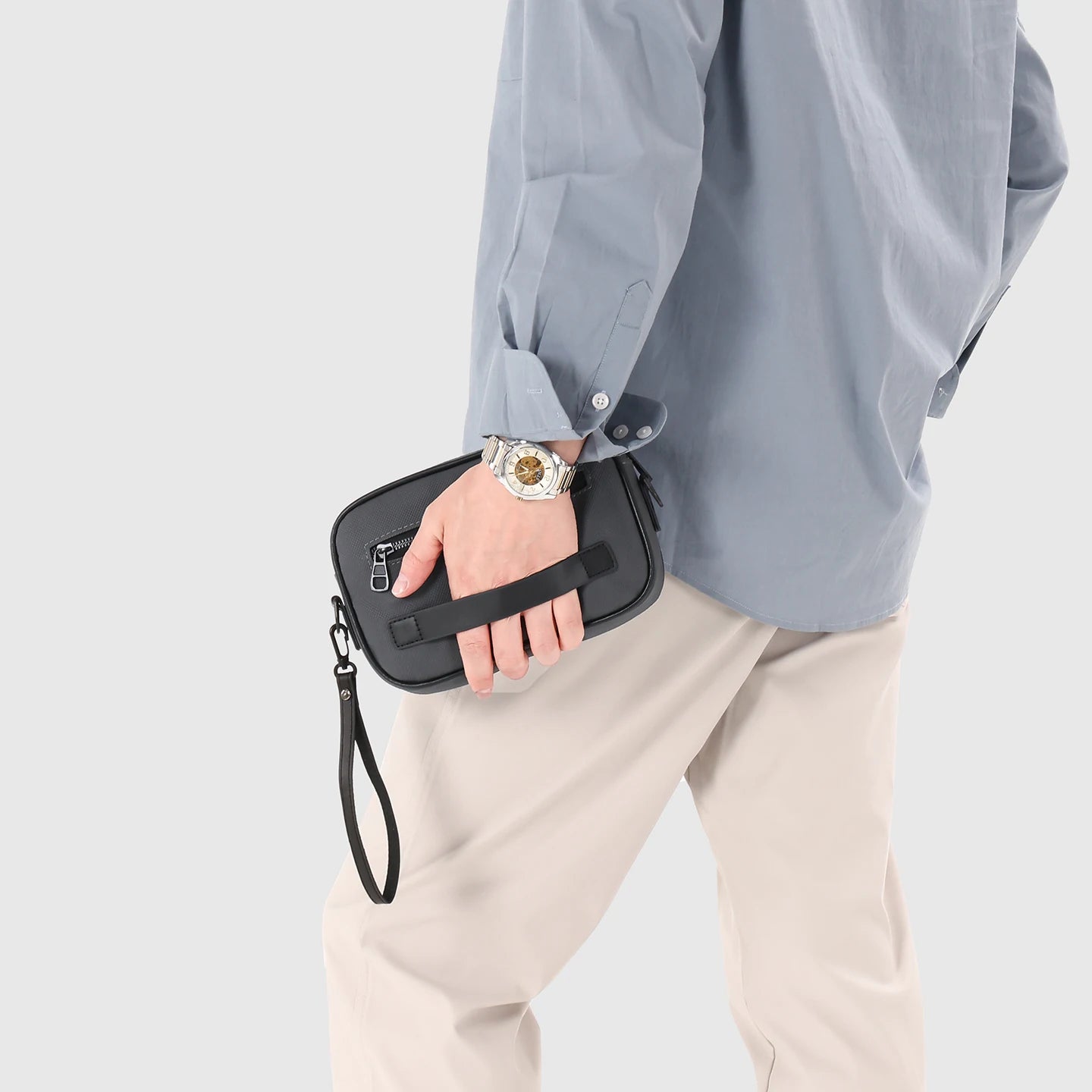 Adjustable Strap Men's Business Bag – Soft PU Leather Crossbody for Commute Travel & Daily Use