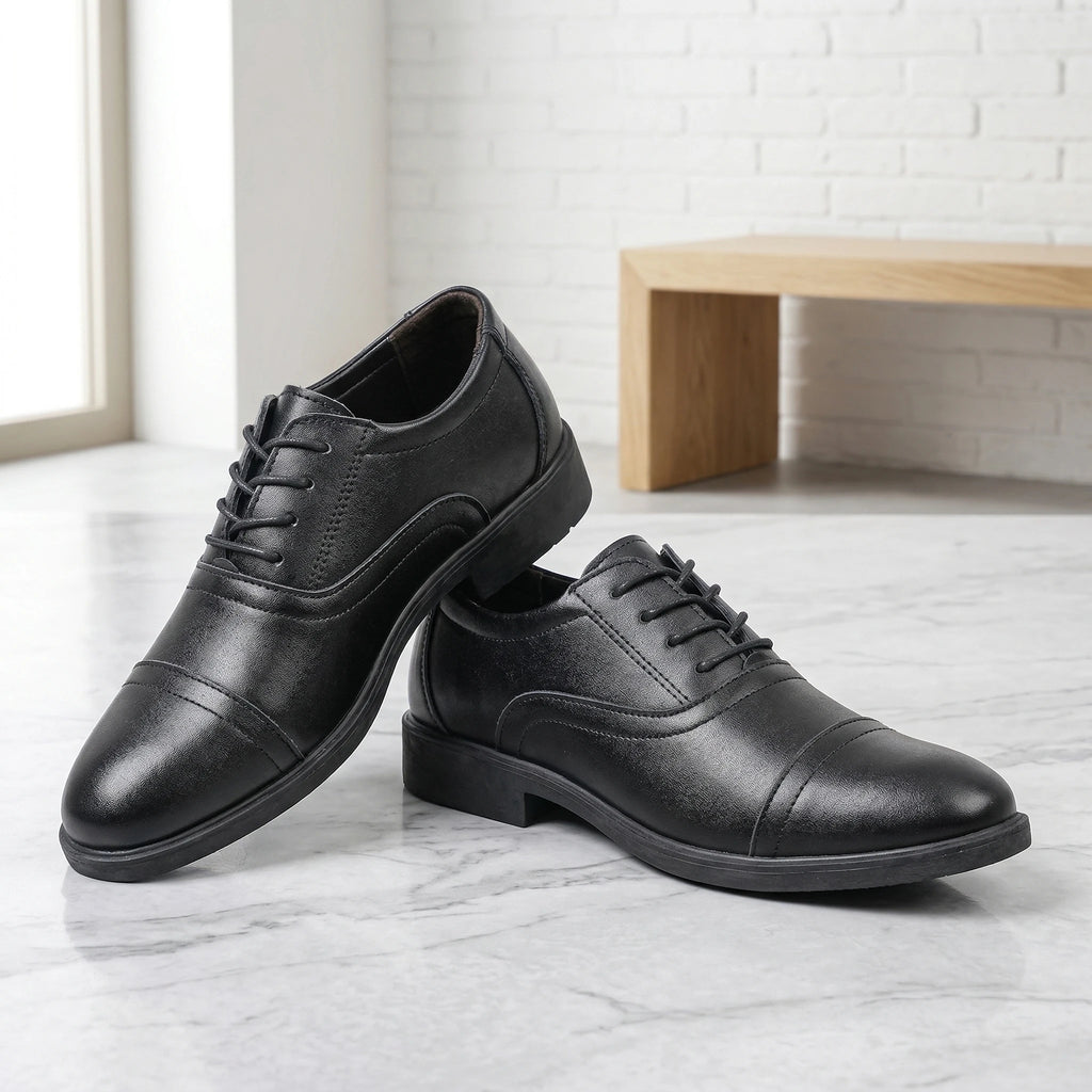 Men's Business Formal Three Buckle Shoes Simple Office Commuter Lace-Up Professional Shoes for Casual Business Settings