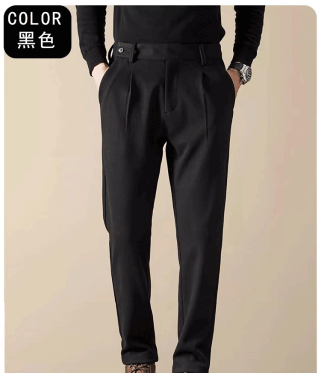 Business Casual Men's Brushed Khakis Straight Leg Long Pants Lightweight Luxury Wool Trousers Autumn Winter New Arrival