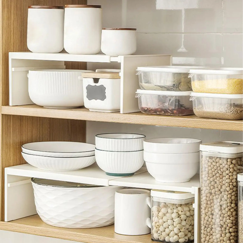 Retractable Kitchen Shelf Household stackable Cabinet Layered Easy installation Space saving Storage Rack Fridge Organizer
