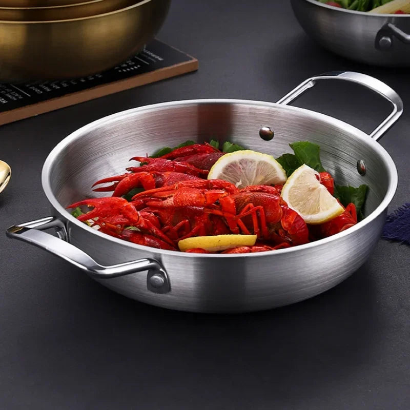 Stainless Steel Cookware Set - Multi-Purpose Saucepan, Paella & Skillet for Home Cooking, Picnic & Seafood