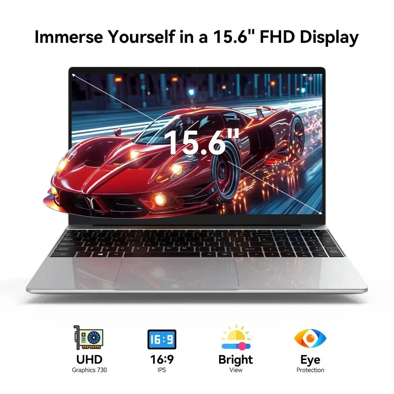 15.6" Laptop with 120Hz IPS Display, Intel N95, 32GB RAM, 2TB Fast SSD, Backlit Keyboard & Long Lasting Battery