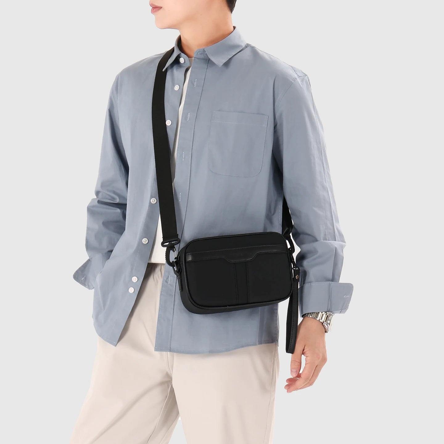Adjustable Strap Men's Business Bag – Soft PU Leather Crossbody for Commute Travel & Daily Use