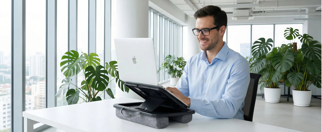 Oatsbasf  Laptop Lap Desk for Office with Soft Cushion Adjustable Lap Desk Portable Tablet Laptop Holder for Max 15.6" Notebook