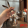 2Pcs Stainless Steel Long Handle Serving Spoons - Suitable for Use in Homes, Hotels, Canteens and Restaurants Meal Spoon Cutlery