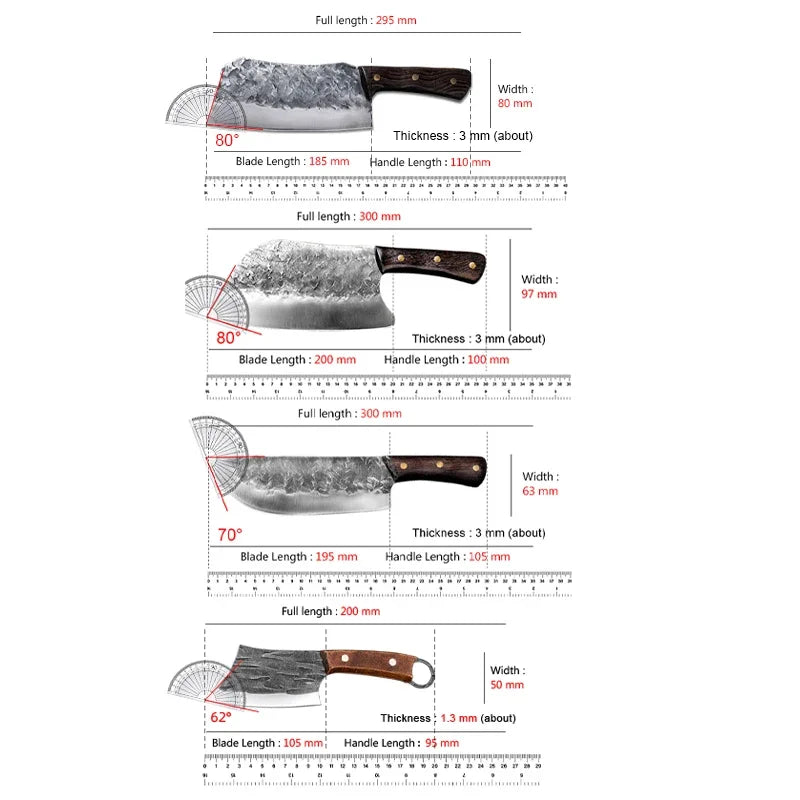 Hand Forged Knife High Carbon Butcher Knives Multifucntional Kitchen Meat Cutting Stainless Steel Wood Handle BBQ Cooking Knife