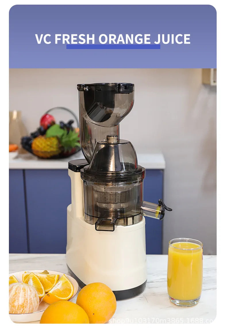 Household juicer, multifunctional fruit machine with vegetable cutter, large feed opening, fully automatic electric juice-separa