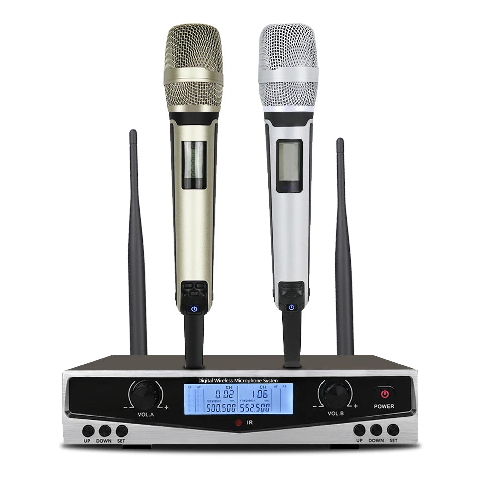 SOMLIMI 500-599MHz UHF SKM9100/SKM9000 Stage Performance Home KTV Professional Dual Wireless Microphone Dynamic Material Metal