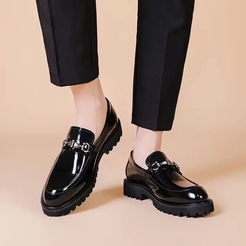 Men's Business Formal Leather Shoes Man Casual Leather Shoes Loafers Casual Business Wedding Shoes for Men Round Toe Slip-On