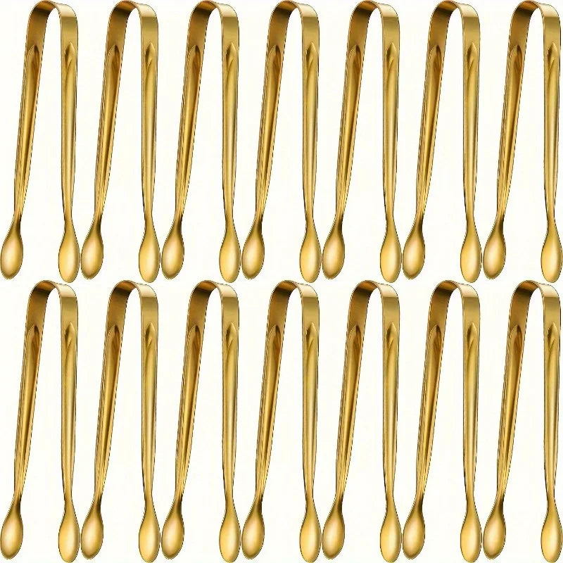 5pcs Golden Mini Serving Tongs - Elegant Stainless Steel Appetizer & Snack Servers for Weddings, Parties, and Charcuterie Trays