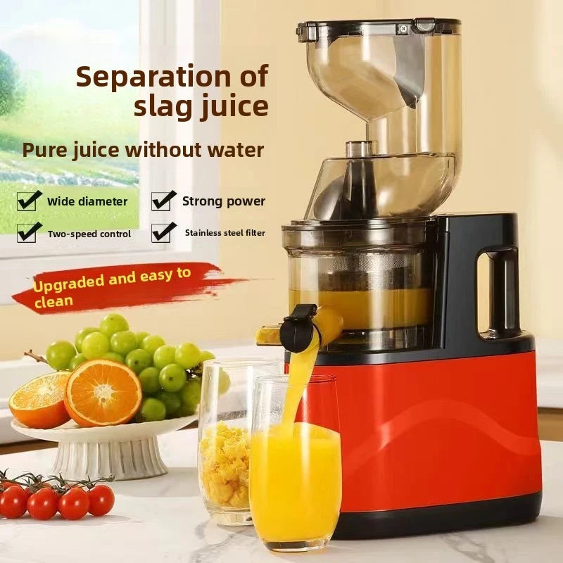 Household juicer, multifunctional fruit machine with vegetable cutter, large feed opening, fully automatic electric juice-separa