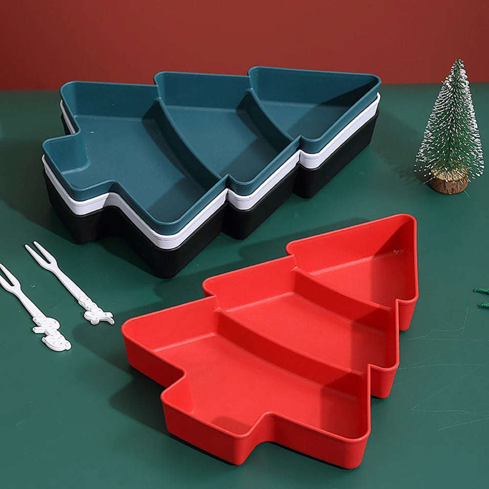 Christmas Dish Christmas Tree Shape Plate Sushi Candy Snack Dessert Serving Dish Bowl Breakfast Tray Christmas Decoration