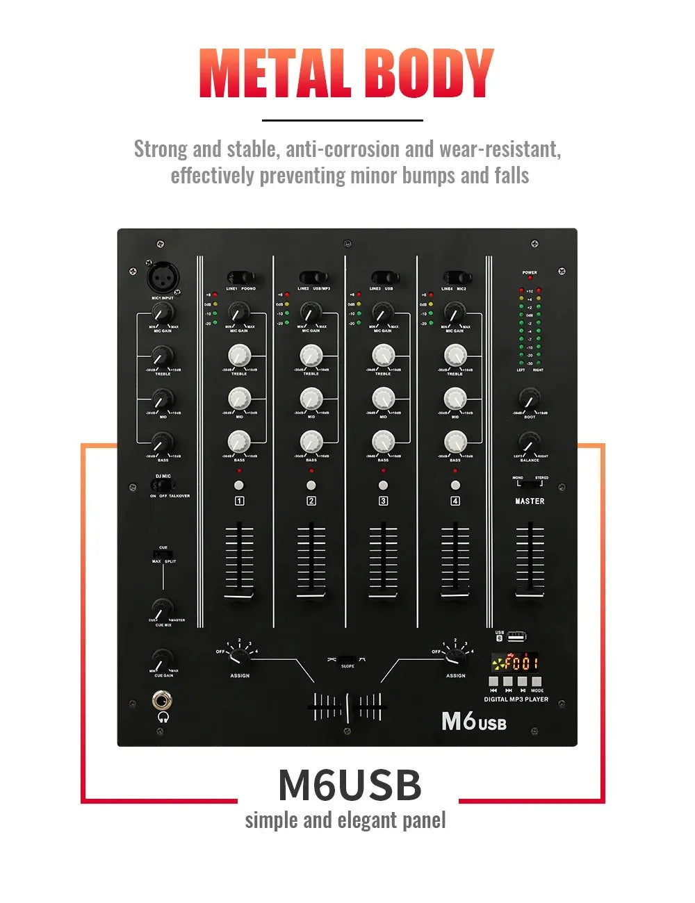 4-channel USB mixer DJ live stage bar KTV DJ mixer mixer live performance scratching