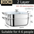Household Square Steamer 316 Stainless Steel Thickened Three-Layer Steamer Tray Multifunctional for Gas & Electromagnetic Use