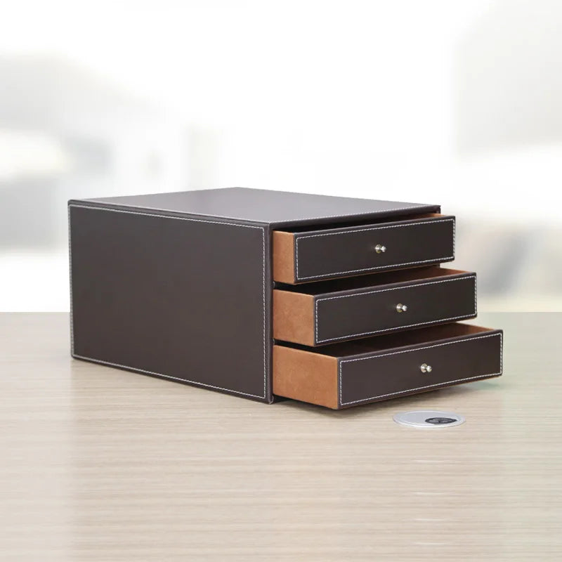 High-End Business Leather Office Supplies Set, Pen Holder, Desktop File Cabinet, Desktop Storage Box
