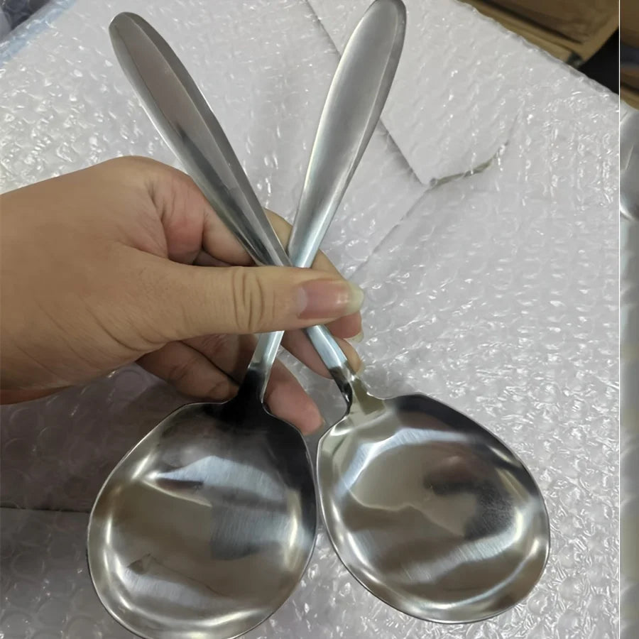 2-piece Set of Oversized Stainless Steel Long Handled Spoons Suitable for Home and Restaurant Stainless Steel Tableware