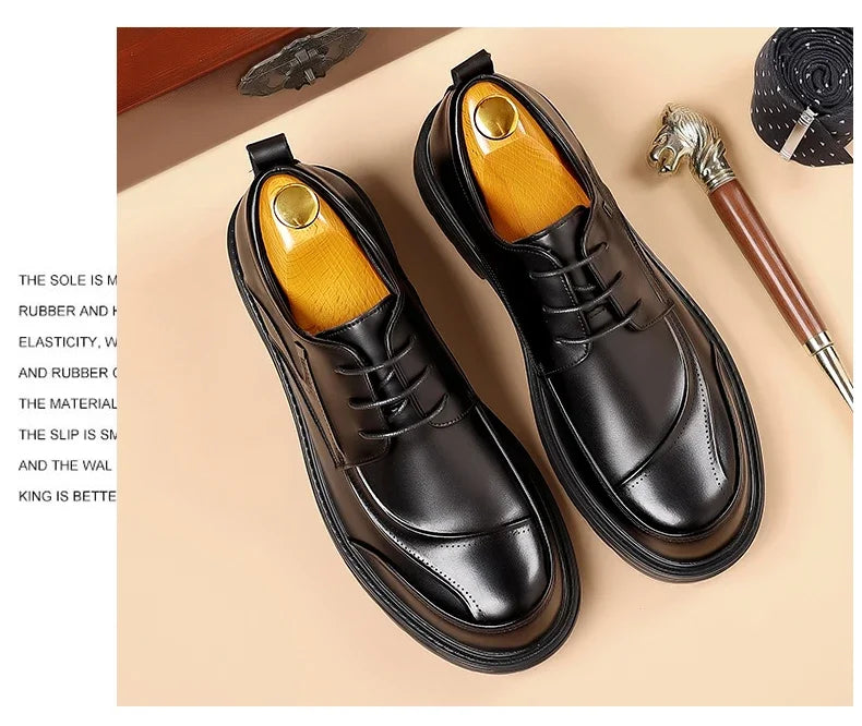 High-end Business Men's Shoes Trend Business Casual Leather Shoes Lace-up Big Head Formal Men's Leather Luxury Leather Shoes