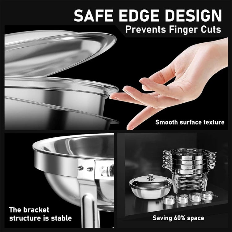 Chafing Dish Buffet Set 5QT Stainless Steel Round Chafing Dishes for Buffet With Lid Buffet Servers and Warmers for Party